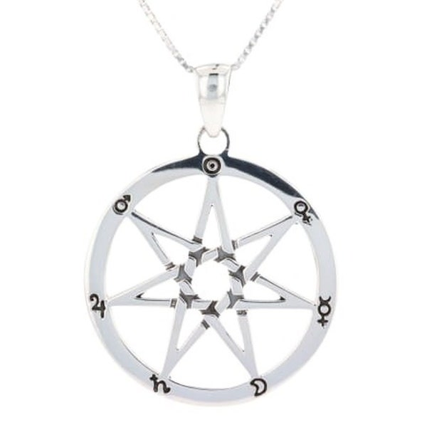 Jewelry Trends Faery Septagram Seven Point Star Fairy Sterling Silver Pendant Necklace 18"