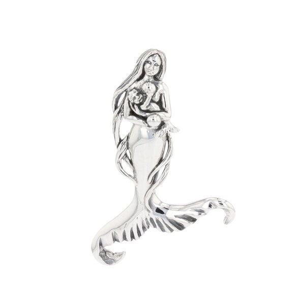 Jewelry Trends Mermaid Mother with Baby Sterling Silver Pendant