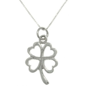 Lucky Four Leaf Clover Shamrock Sterling Silver Pendant Necklace 18&quot; Saint Patricks Day Jewelry | Jewelry Trends