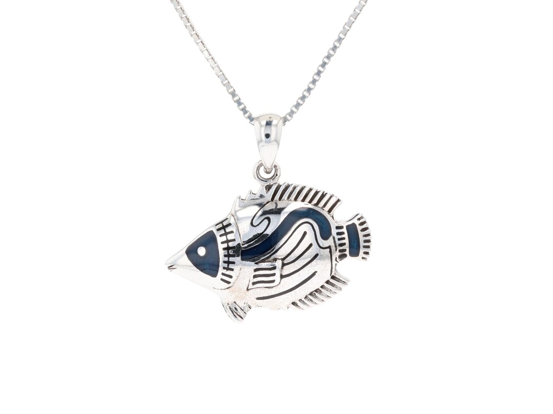 Jewelry Trends Sterling Silver Tropical Fish Pendant on 18 Inch Box ...
