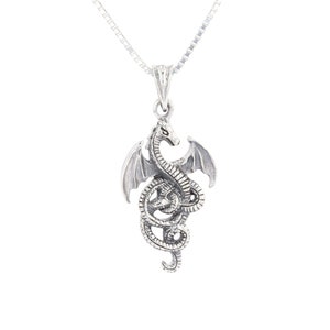 Flying Wing Dragon Sterling Silver Pendant Necklace 18&quot; | Jewelry Trends