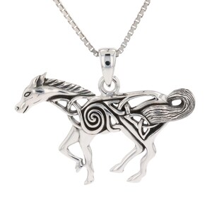 Celtic Running Horse Sterling Silver Pendant Necklace 18&quot; | Jewelry Trends