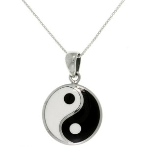 Yin Yang Black and White Balance Symbol Sterling Silver Pendant Necklace 18&quot; | Jewelry Trends