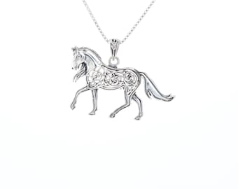 Celtic Horse Sterling Silver Pendant Necklace 18&quot; | Jewelry Trends