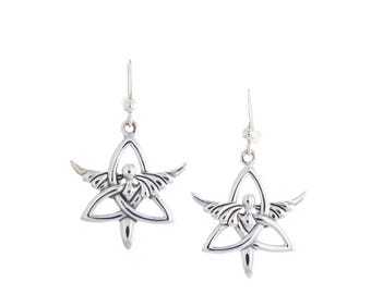Celtic Trinity Knot Angel Sterling Silver Dangle Earrings Religious Jewelry | Jewelry Trends