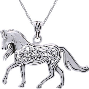 Celtic Horse Sterling Silver Pendant Necklace 22&quot; | Jewelry Trends