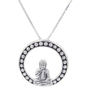 Buddha Teaching Wisdom Dharma Wheel Buddhist Sterling Silver Pendant Necklace 18" | Jewelry Trends