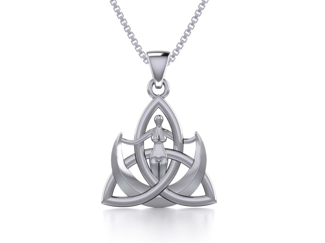 Celtic Trinity Knot Moon Goddess Sterling Silver Pendant Necklace 18 ...
