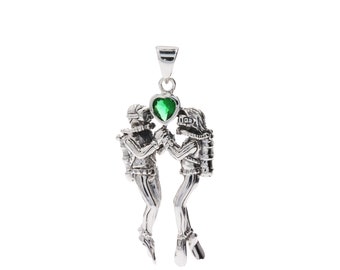 Jewelry Trends Scuba Divers Green Heart Sterling Silver Pendant