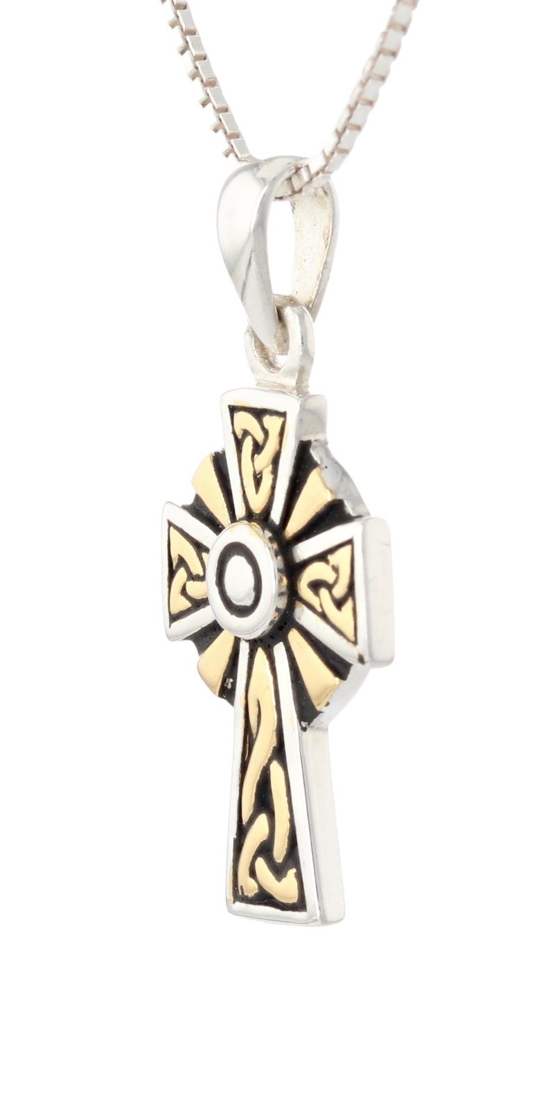 Jewelry Trends Sterling Silver Celtic Trinity Cross Pendant With Gold ...