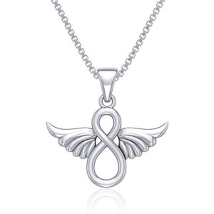 Trinity Knot Angel Wing Sterling Silver Pendant Necklace 18&quot; | Jewelry Trends