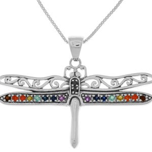 Large Filigree Wing Dragonfly Sterling Silver Pendant Necklace 18&quot; | Jewelry Trends