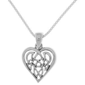 Celtic Eternal Love Heart Sterling Silver Pendant Necklace 18&quot; | Jewelry Trends