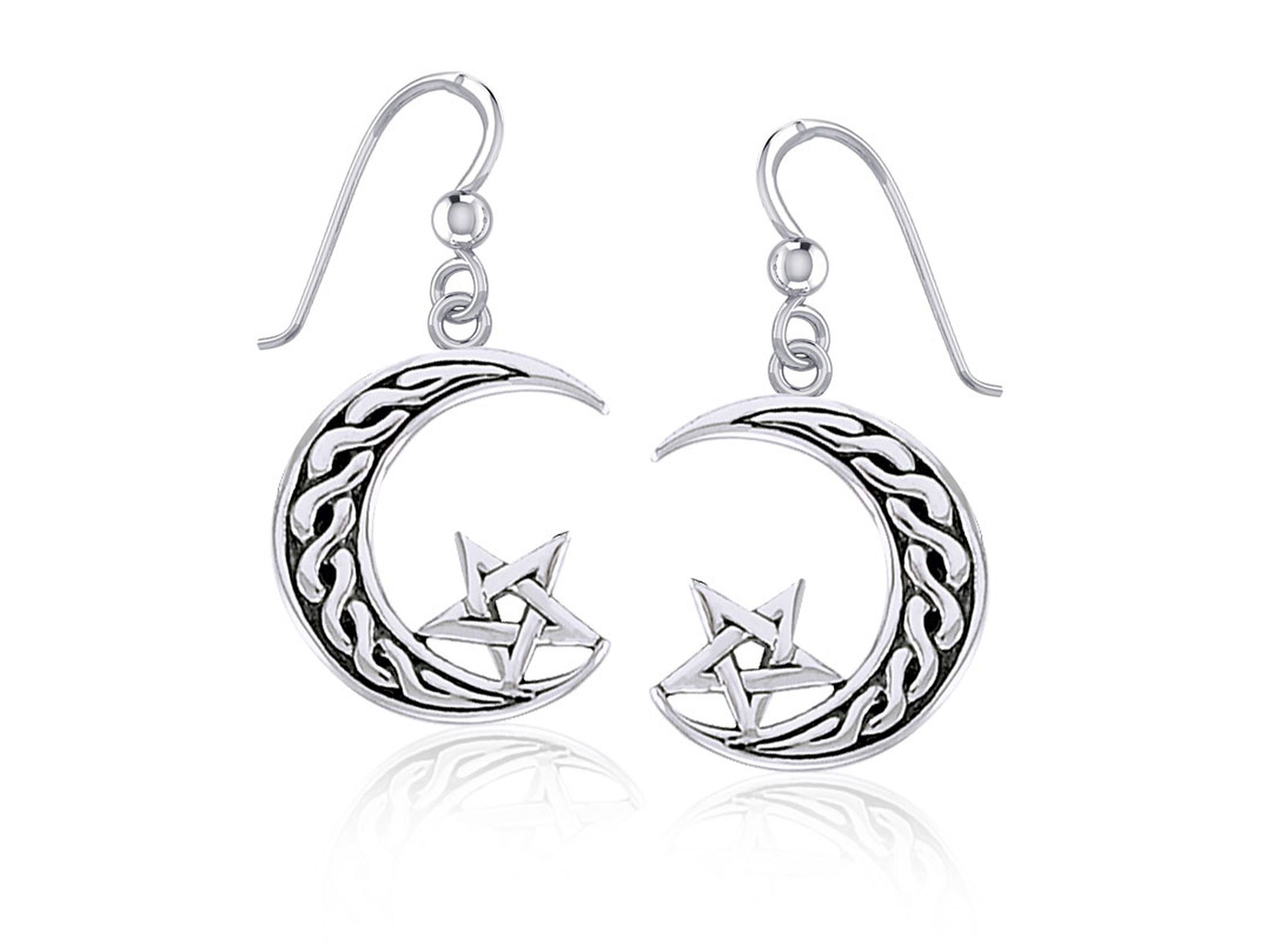 Jewelry Trends Celtic Knot Crescent Moon and Star Sterling Silver ...