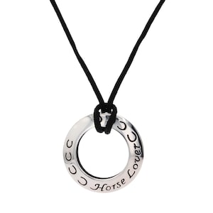 Horse Lover Ring Sterling Silver Pendant on Black Cord Necklace | Jewelry Trends
