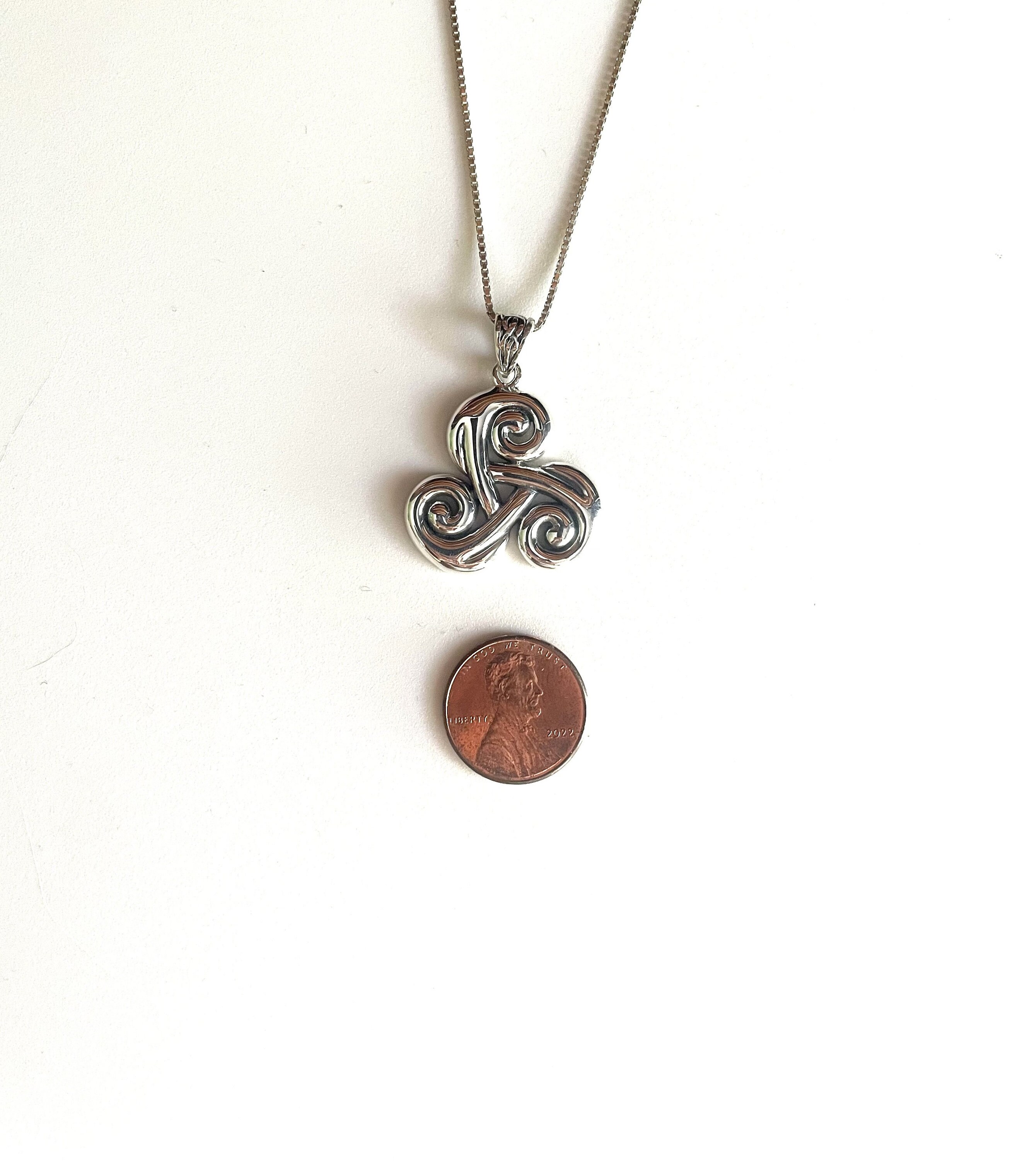 Sterling Silver Celtic Knot Triskele Pendant Necklace - 18 Inch Chain 5 thumbnail image