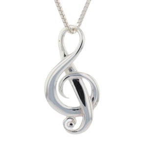 Jewelry Trends Treble G-Clef Music Note Symbol Sterling Silver Pendant Necklace 18"