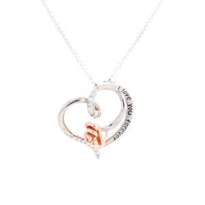 Rose Heart I Love You Forever Message Sterling Silver Pendant Necklace 18" | Jewelry Trends