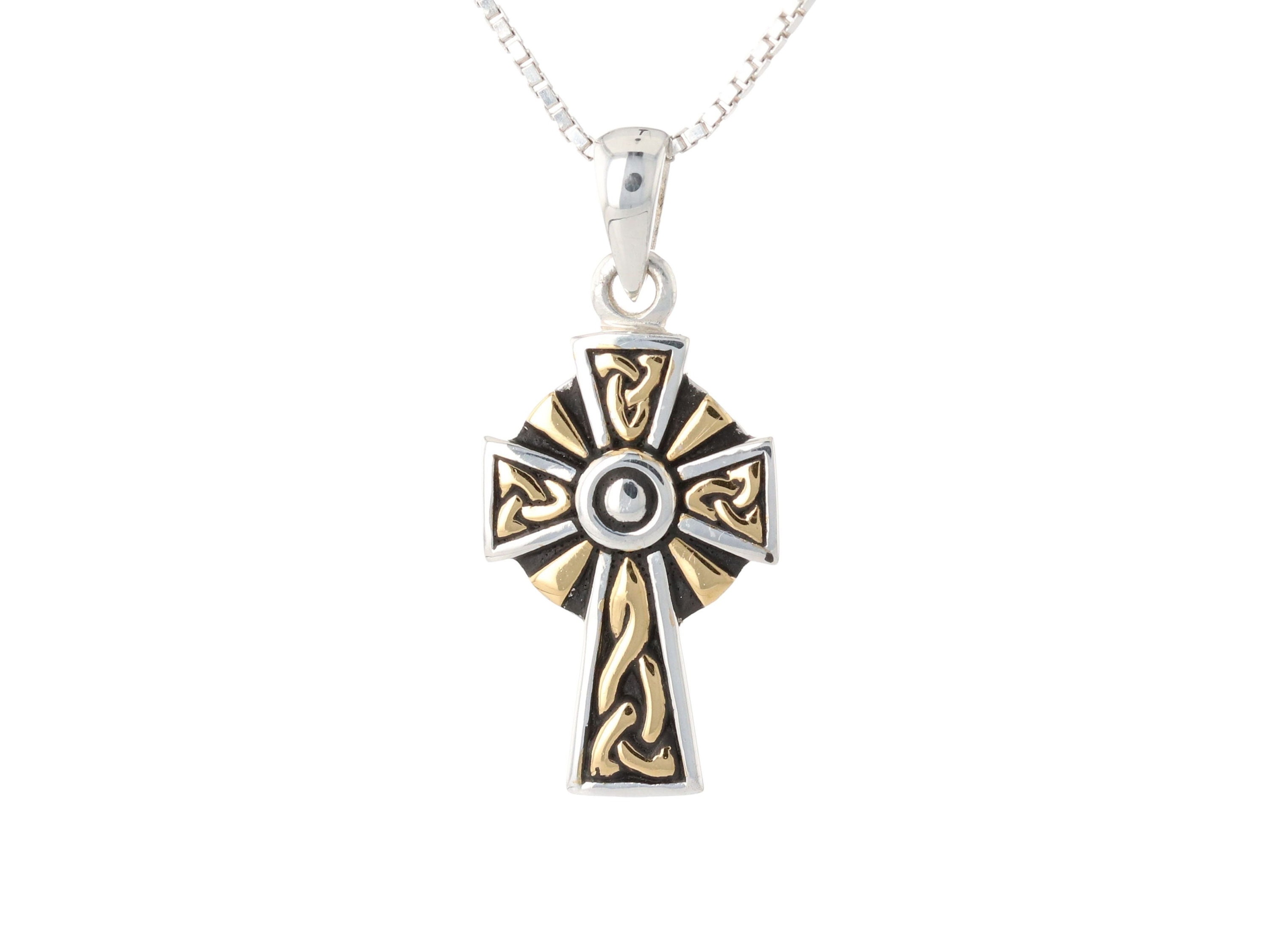 Jewelry Trends Sterling Silver Celtic Trinity Cross Pendant With Gold ...