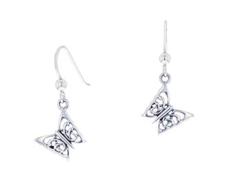 Jewelry Trends Petite Butterfly Sterling Silver Dangle Earrings