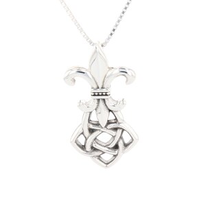 Sterling Silver Celtic Fleur De Lis Pendant Necklace 18&quot; | Jewelry Trends