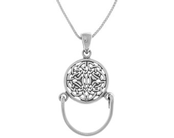 Celtic Knotwork Charm Holder Sterling Silver Pendant Necklace 18&quot; | Jewelry Trends