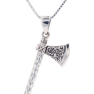 Viking Battle Axe Sterling Silver Pendant Necklace 18&quot; | Jewelry Trends