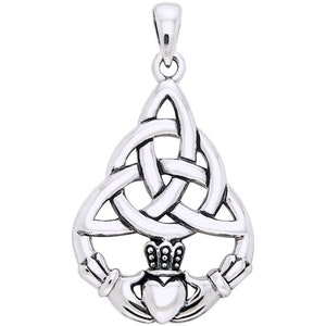 Jewelry Trends Celtic Triquetra Knot Claddagh Sterling Silver Pendant