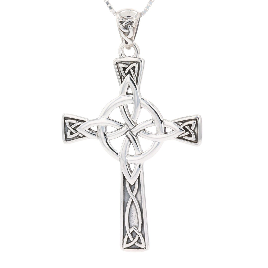 Celtic Knot Four Point Cross Sterling Silver Pendant Necklace 18 ...