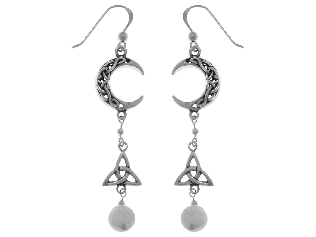 Jewelry Trends Celtic Trinity Knot Crescent Moon Long Sterling Silver ...