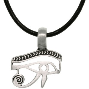 Pewter Udjat Eye of Horus Egyptian Pendant with 18 Inch Black Leather Cord Necklace | Jewelry Trends