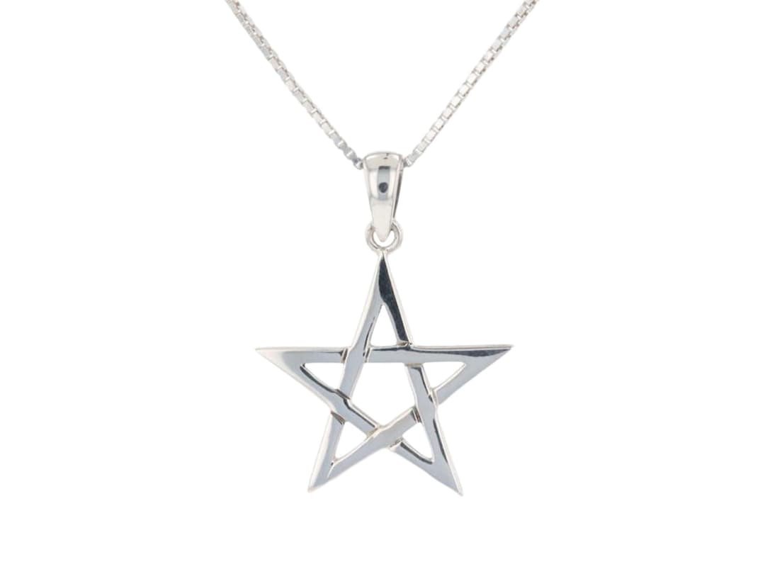 Jewelry Trends Sterling Silver Five Point Star Pendant Necklace 18