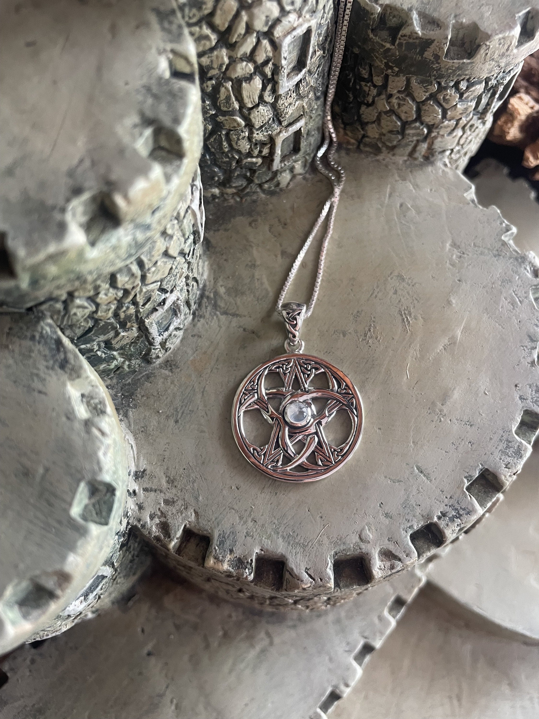 Jewelry Trends Celtic Crescent Moon Pentacle Star Sterling Silver ...