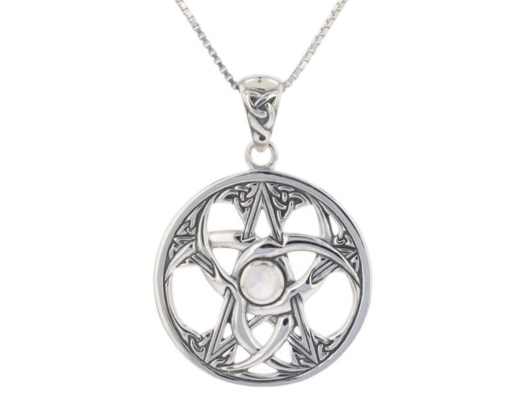 Jewelry Trends Celtic Crescent Moon Pentacle Star Sterling Silver ...