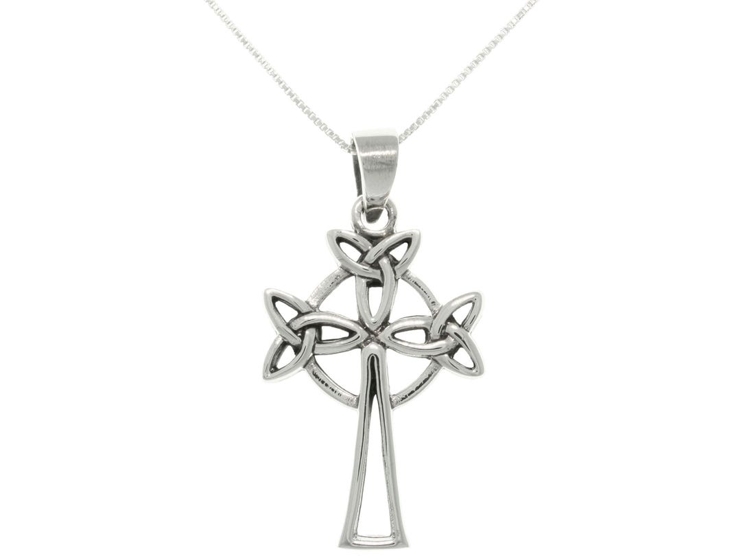 Jewelry Trends Sterling Silver Trinity Knot Celtic Cross Pendant With ...