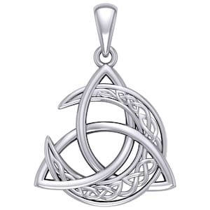 Celtic Trinity Crescent Moon Sterling Silver Pendant Necklace 18&quot; | Jewelry Trends