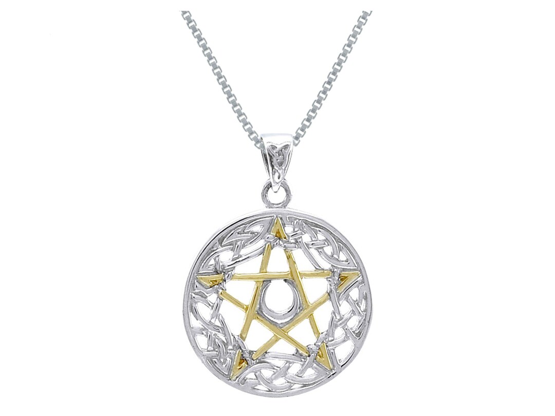 Celtic Pentacle Pentagram Goddess Sterling Silver Pendant Necklace 18 ...