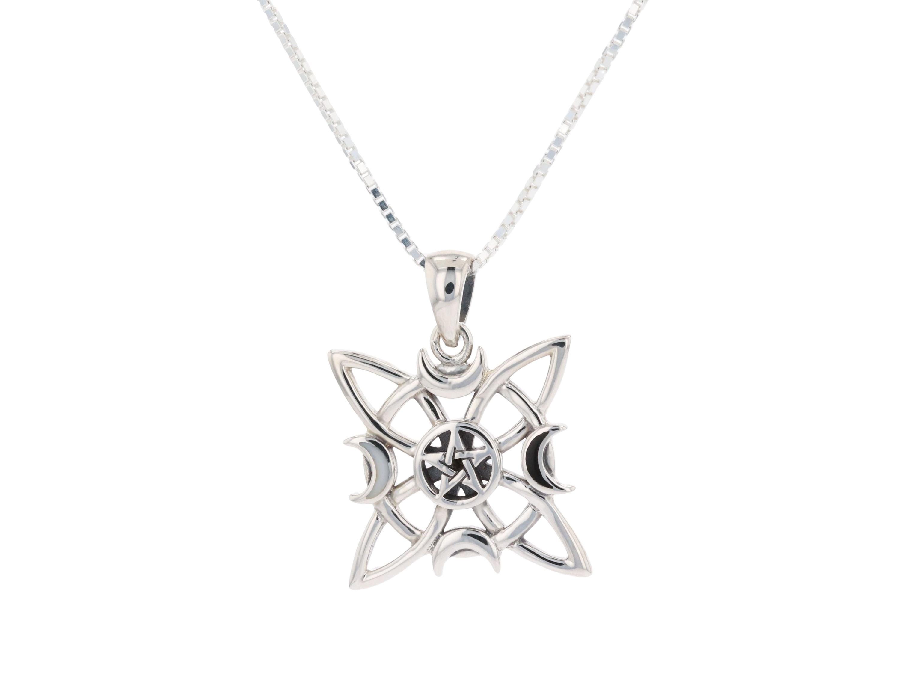 Celtic Star Pentacle With Crescent Moons Sterling Silver Pendant ...