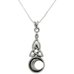 Celtic Triquetra Moon Trinity Knot Sterling Silver Pendant Necklace 18&quot; | Jewelry Trends