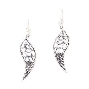 Angel Wing Sterling Silver Textured Dangle Earrings | Jewelry Trends