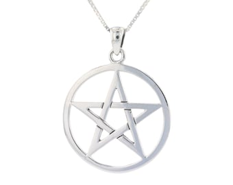 Jewelry Trends Sterling Silver Pentacle Pentagram Star Pendant Necklace 18"