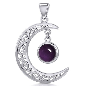 Moon Amethyst Sterling Silver Pendant Necklace 18&quot; | Jewelry Trends