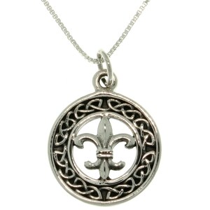 Celtic Fleur De Lis Charm Sterling Silver Pendant Necklace 18&quot; | Jewelry Trends