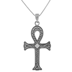 Egyptian Large Ankh Cross Sterling Silver Pendant Necklace 18&quot; | Jewelry Trends