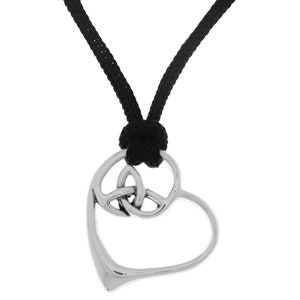 Celtic Trinity Knot Heart Sterling Silver Pendant Necklace Adjustable Nylon Cord | Jewelry Trends