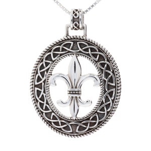 Fleur De Lis Celtic Knotwork Sterling Silver Pendant Necklace 18&quot; | Jewelry Trends