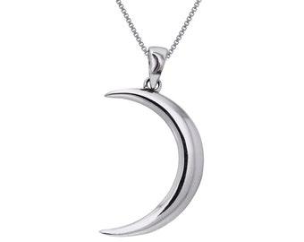 Jewelry Trends Large Waxing Crescent Moon Sterling Silver Pendant Necklace 20"