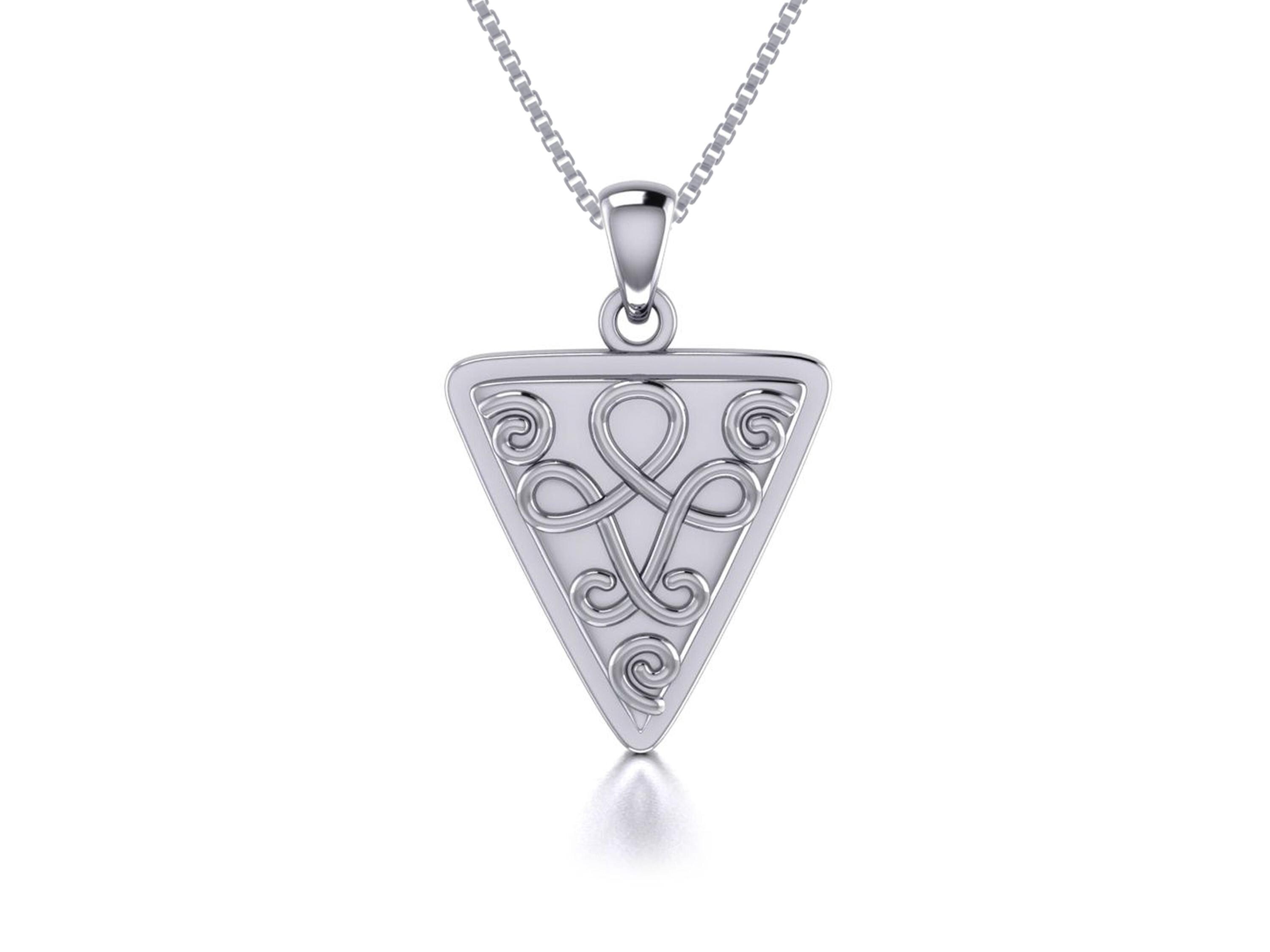 Jewelry Trends Sterling Silver Celtic Knot Triangle Pendant on 18 Inch ...