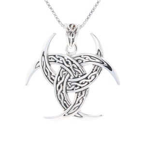 Celtic Trinity Knot Triple Crescent Moon Sterling Silver Pendant Necklace 18&quot; | Jewelry Trends