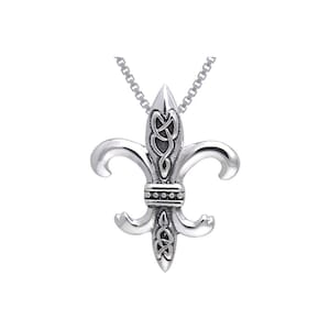 Celtic Knots Fleur De Lis Sterling Silver Pendant Necklace 18&quot; | Jewelry Trends